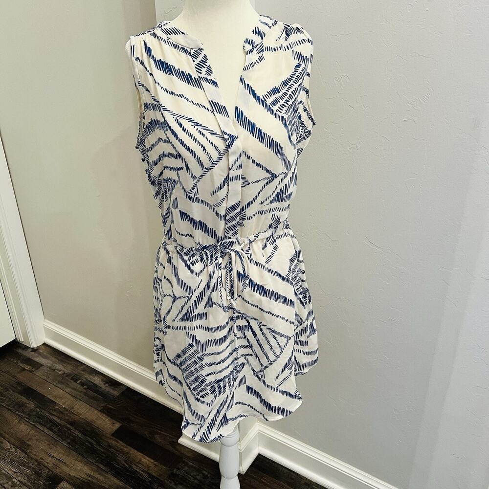 Gap Split Neck Shirt Dress Blue White Women’s Size Small